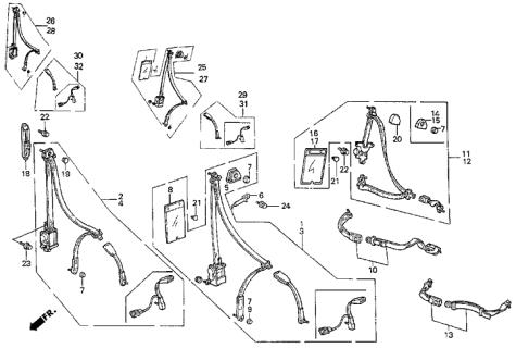 1988 Acura Integra Left Front Seat Belt Outer Set (Palmy Gray) Diagram for 04818-SE7-A04ZC