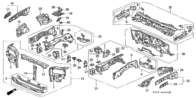 1997 Acura CL Bracket, Engine Support Diagram for 60931-SV4-310ZZ
