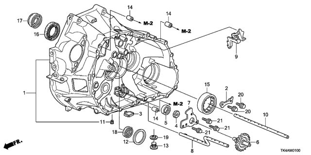 2013 Acura TL Case, Clutch Diagram for 21000-RK6-305