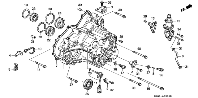 1993 Acura Integra 4 Door GSL (LEATHER) KL 4AT AT Transmission Housing Diagram