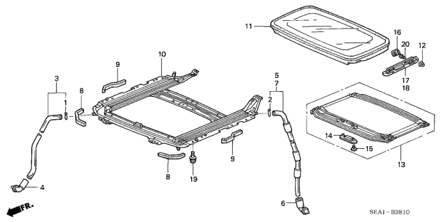 2004 Acura TSX Frame, Sunroof Diagram for 70100-SEA-J11