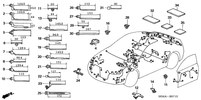 2006 Acura RSX 3 Door BASE KA 5MT Harness Band - Bracket Diagram