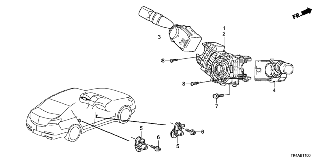2014 Acura TL 4 Door BASE (3.5) KA 6AT Combination Switch Diagram
