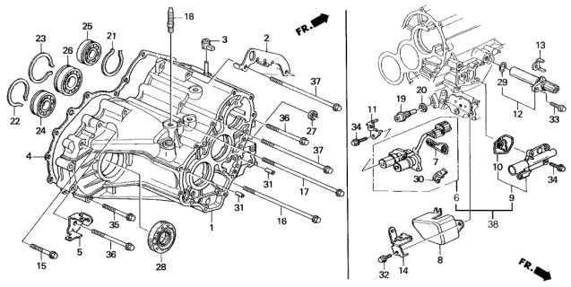 2000 Acura Integra 3 Door GS (LEATHER) KA 4AT AT Transmission Housing Diagram