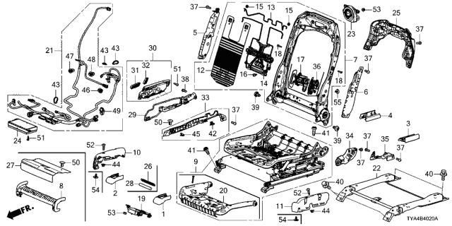 2022 Acura MDX Front Seat Components Diagram 2