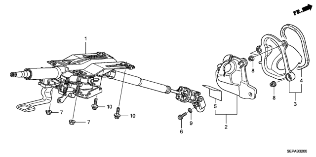 2008 Acura TL 4 Door BASE (NAVIGATION) KA 5AT Steering Column Diagram
