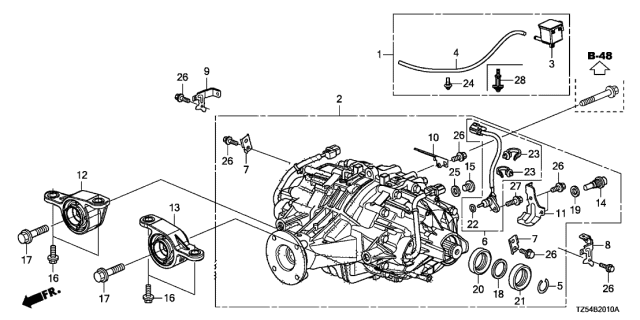 2014 Acura MDX Rear Suspension-Differential Mount Left Diagram for 50720-TZ6-A01