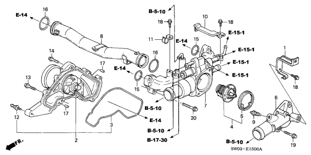 2001 Acura NSX 2 Door NSX-T KA 4AT Water Pump Diagram