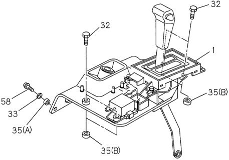 1996 Acura SLX 4 Door 4LS (PREMIUM) KA 4AT Select Lever Diagram 1
