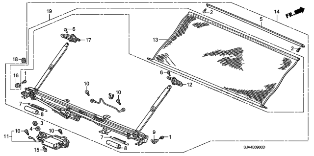 2011 Acura RL 4 Door RL-H KA 6AT Rear Sunshade Diagram