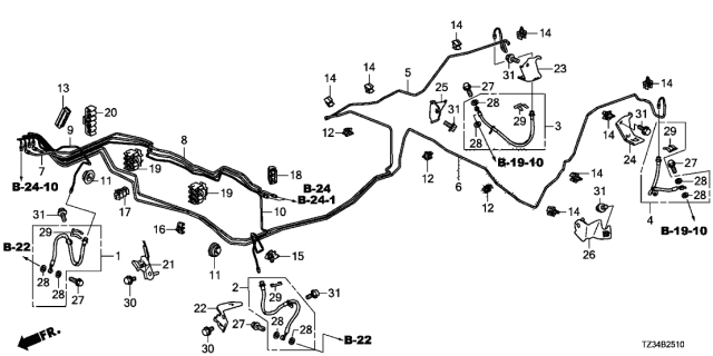 2020 Acura TLX Brake Lines (VSA) (2WD) Diagram