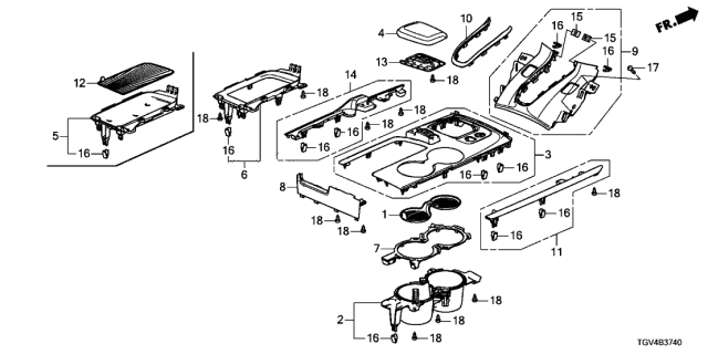 2021 Acura TLX Front Console Diagram