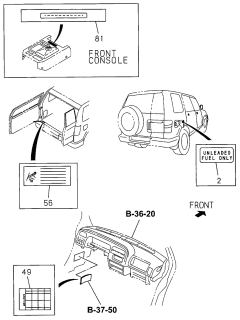 1996 Acura SLX 4 Door 4LS (PREMIUM) KL 4AT Caution Plate - Label Diagram 2