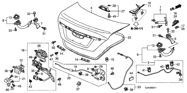 2012 Acura RL Trunk Lid Diagram