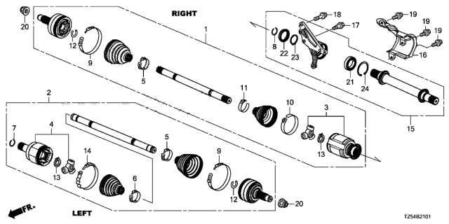 2017 Acura MDX Inboard Joint Set Diagram for 44310-TZ5-305