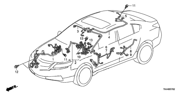 2010 Acura TL Wire Harness, Right Rear Door Diagram for 32753-TK4-A10