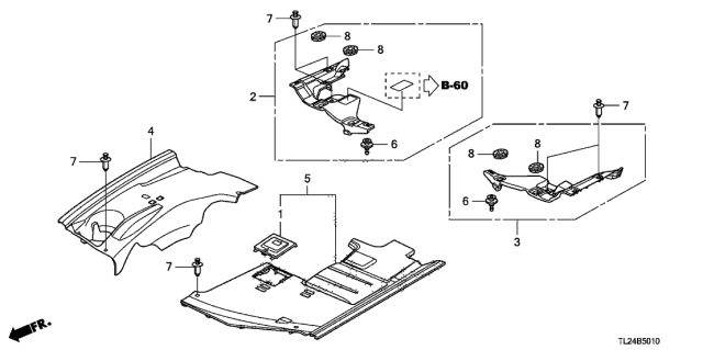 2012 Acura TSX 4 Door TSX V6 KA 5AT Engine Room Cover (V6) Diagram