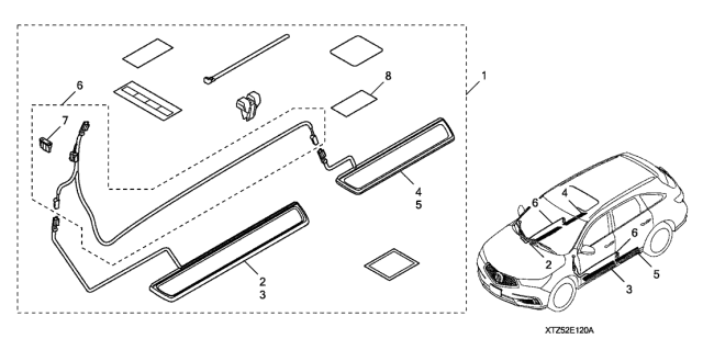 2019 Acura MDX 5 Door ADV (HYBRID (AWD)) KA DCT Door Sill Trim (Illuminated) Diagram