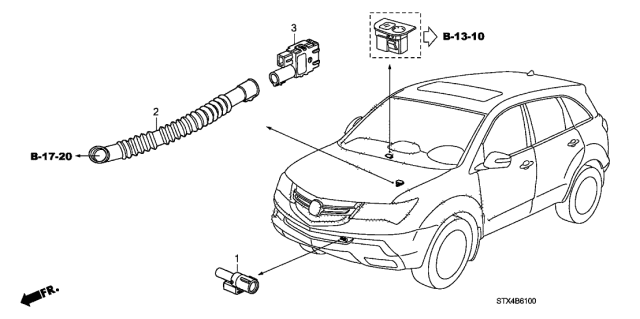 2007 Acura MDX 5 Door MDX KA 5AT A/C Sensor Diagram