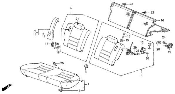 1986 Acura Integra Left Rear Seat-Back Side Cover (Silky Beige) Diagram for 78162-SE7-A11ZB
