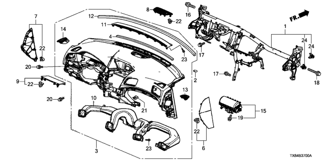 2014 Acura ILX Beam, Steering Hanger Diagram for 61310-TX6-A20ZZ