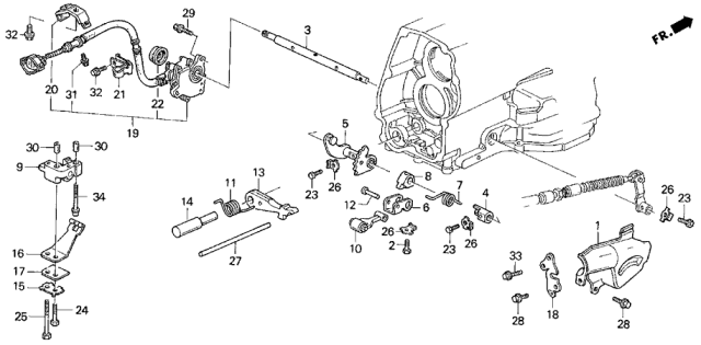 1993 Acura Vigor 4 Door LS KL 4AT AT Control Lever Diagram