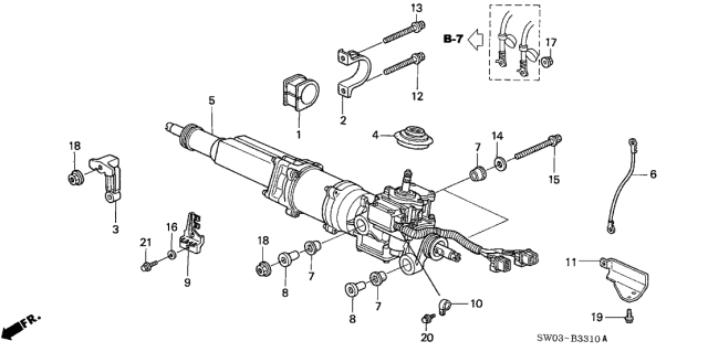2001 Acura NSX 2 Door NSX-T KA 6MT P.S. Gear Box Diagram