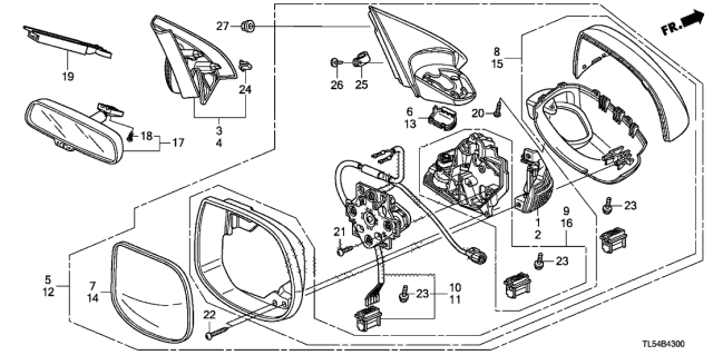 2012 Acura TSX 5 Door TSX KA 5AT Mirror Diagram