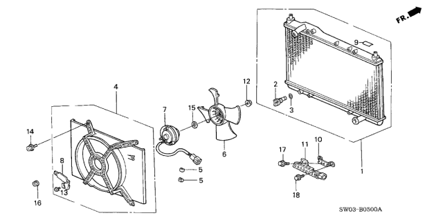 2001 Acura NSX 2 Door NSX-T KA 4AT Radiator Diagram