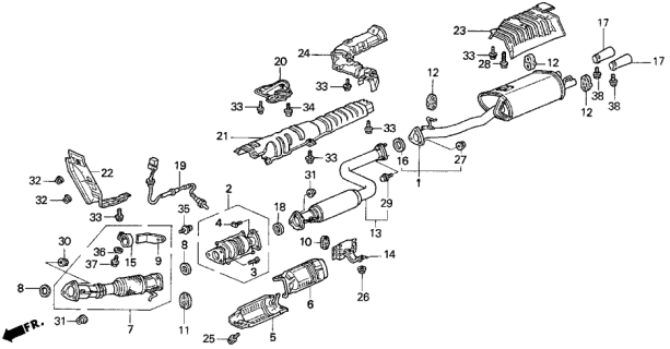 1997 Acura TL Exhaust Pipe A Diagram for 18210-SW5-A01