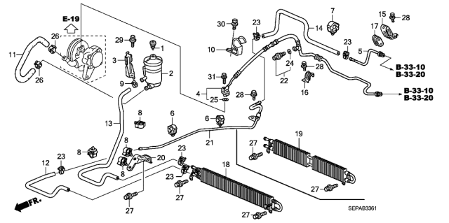 2008 Acura TL Bracket, Cooler Hose Diagram for 53766-SEP-A00