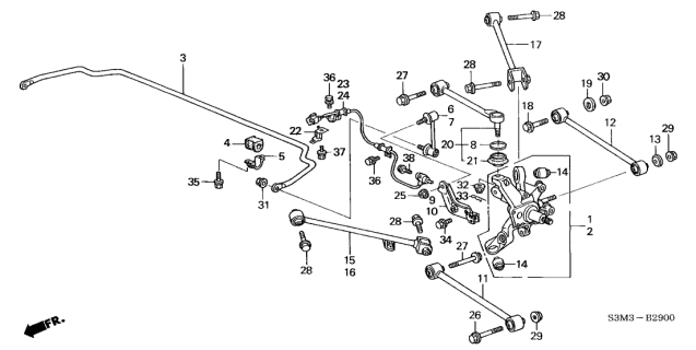 2001 Acura CL 2 Door SPORT KA 5AT Rear Lower Arm Diagram