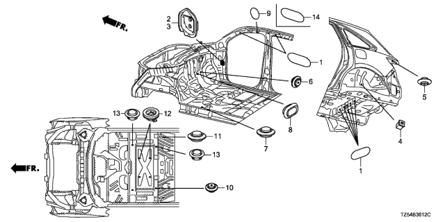 2017 Acura MDX 5 Door ADV (ENT/E.LIBERTY) KA 9AT Grommet Diagram 3