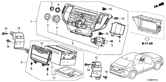 2010 Acura TSX Bracket, Passenger Side Radio Diagram for 39111-TL0-G50