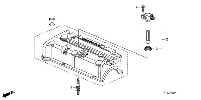 2009 Acura TSX 4 Door TSX KA 6MT Plug Hole Coil - Plug Diagram