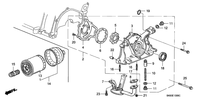 1993 Acura Integra 4 Door RS KL 4AT Oil Pump - Oil Strainer Diagram