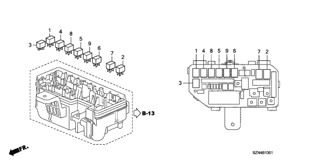 2013 Acura ZDX Control Unit - Engine Room Diagram 2