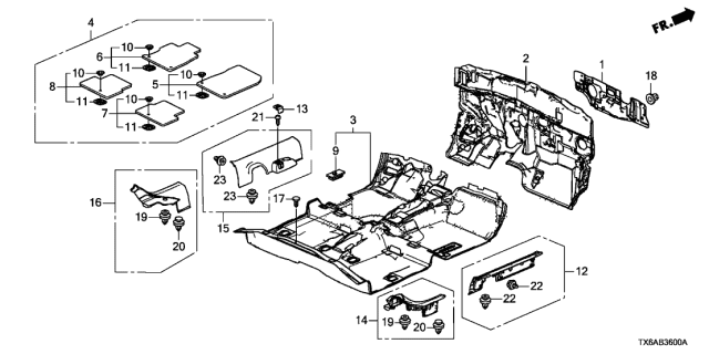 2018 Acura ILX Insulator, Dashboard (Lower/Outer) Diagram for 74251-TR0-A00