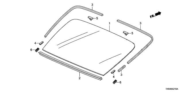 2016 Acura ILX Rubber B, Windshield Dam Diagram for 73226-TX6-A01