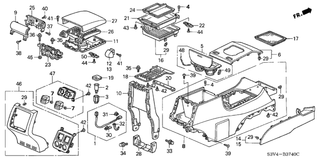 2003 Acura MDX Console Assembly, Center (Saddle) Diagram for 83450-S3V-A21ZC