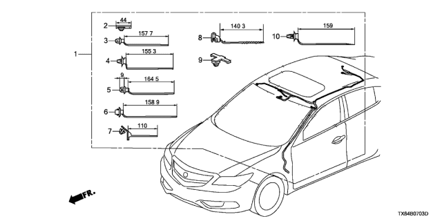 2014 Acura ILX Wire, Sunroof Diagram for 32156-TX6-A01