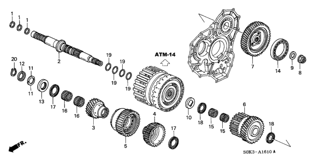 2002 Acura TL Needle Roller Bearing (34X55.5X2.5) Diagram for 91023-P7T-013