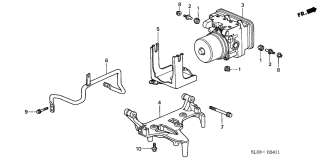2000 Acura NSX Abs Pump Modulator Anti Lock Brake Diagram for 57110-SL0-Z03