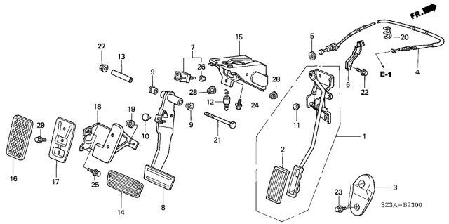 2004 Acura RL Bracket, Footrest Diagram for 74280-SZ3-A00