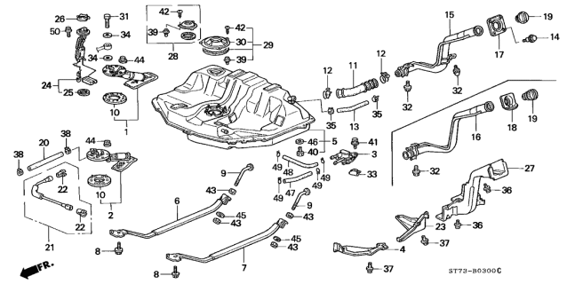 1995 Acura Integra Fuel Pump Set Diagram for 17040-SR3-A31