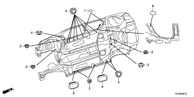 2021 Acura TLX 4 Door BASE KA XAT Grommet Diagram