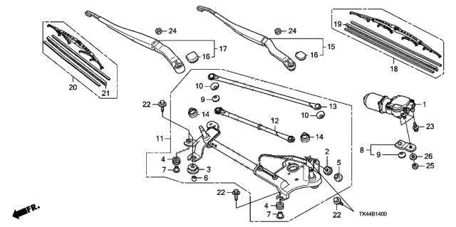 2010 Acura TL Rod Unit B Diagram for 76550-TK4-A01