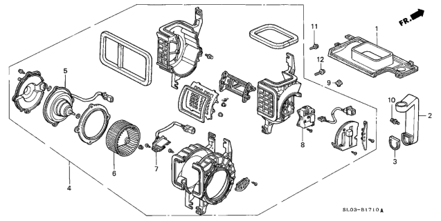 1998 Acura NSX Fresh/Recirculating Motor Assembly Diagram for 79350-SL0-A01