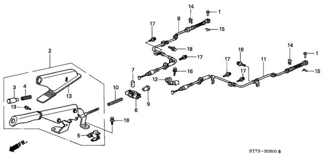 2001 Acura Integra Passenger Side Parking Brake Wire A Diagram for 47510-ST7-R01