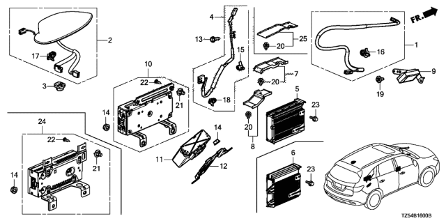 2015 Acura MDX Antenna (Graphite Luster Metallic) Diagram for 39150-TZ6-A02ZB